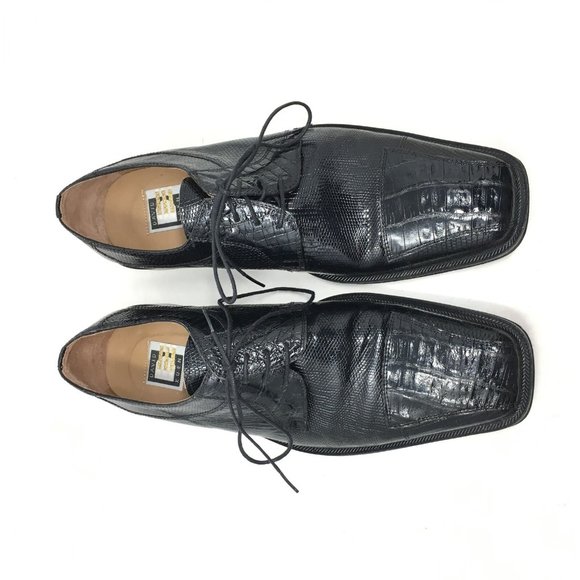 David Eden Oxfords Shoes Size 9.5 Black Croc Liz